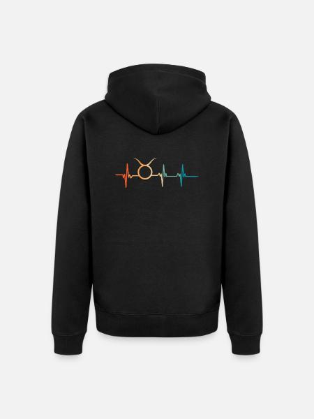 Stier Sternzeichen Herzschlag - Unisex Premium Bio Zip Hoodie - Schwarz