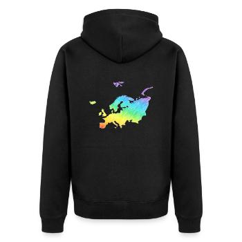 Europa bunt - Unisex Premium Bio Zip Hoodie - Schwarz - Hinten - Nico (187cm)