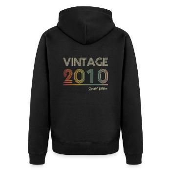 Vintage 2010 14 Year Old 14th Birthday Gift - Unisex Premium Bio Zip Hoodie - Schwarz - Hinten - Nico (187cm)