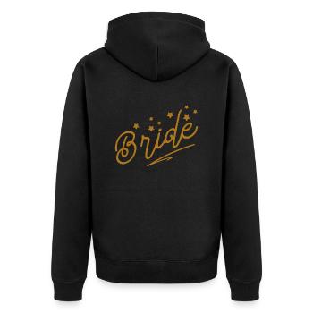 Mariée en lettres dorées élégantes étoiles minimalistes - Veste à capuche bio Premium Unisexe - noir - Dos - Nico (187cm)