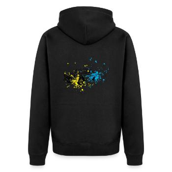 Oldtimer splash - Unisex Premium Bio Zip Hoodie - Schwarz - Hinten - Nico (187cm)