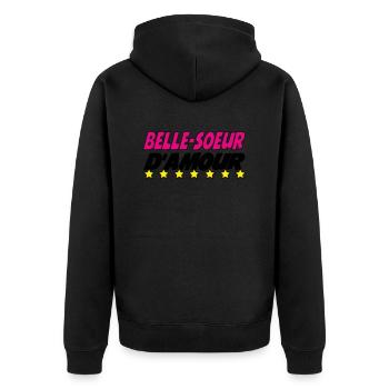 Beautiful Sister of Love - Unisex Premium Organic Zip Hoodie - black - Back - Nico (187cm)