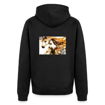 Blumen Frauen Mädchen Mode Design Kunst Weiblicher Stil - Unisex Premium Bio Zip Hoodie - Schwarz - Hinten - Nico (187cm)