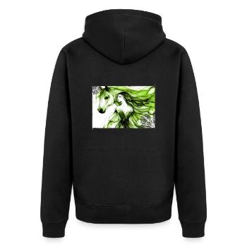 Blumen Frauen Mädchen Mode Design Kunst Weiblicher Stil - Unisex Premium Bio Zip Hoodie - Schwarz - Hinten - Nico (187cm)
