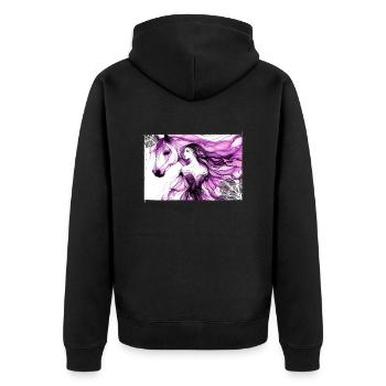 Blumen Frauen Mädchen Mode Design Kunst Weiblicher Stil - Unisex Premium Bio Zip Hoodie - Schwarz - Hinten - Nico (187cm)