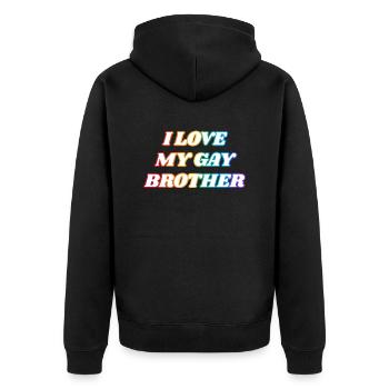 Ich liebe meinen schwulen Bruder - Unisex Premium Bio Zip Hoodie - Schwarz - Hinten - Nico (187cm)