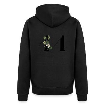 Nummer 44 Grüne Blumen - 44. Blumengeburtstag - Unisex Premium Bio Zip Hoodie - Schwarz - Hinten - Nico (187cm)