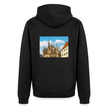 Marienkirche Osnabrück - Unisex Premium Bio Zip Hoodie - Schwarz - Hinten - Nico (187cm)