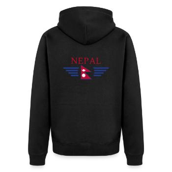 Ich liebe Nepal, Eleganz Stil Design T-Shirt - Unisex Premium Bio Zip Hoodie - Schwarz - Hinten - Nico (187cm)
