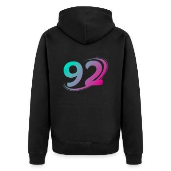 Number 92 multicolor - Unisex Premium Organic Zip Hoodie - black - Back - Nico (187cm)