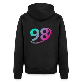 Numéro 98 multicolore - Veste à capuche bio Premium Unisexe - noir - Dos - Nico (187cm)