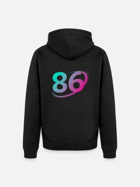 Nummer 86 mehrfarbig - Unisex Premium Bio Zip Hoodie - Schwarz
