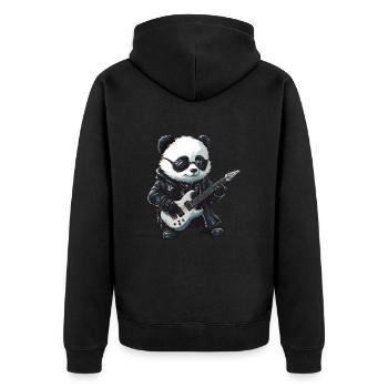 Heavy Metal Panda Rocker mit Gitarre - Unisex Premium Bio Zip Hoodie - Schwarz - Hinten - Nico (187cm)