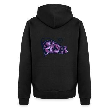 Graff Katze - Unisex Premium Bio Zip Hoodie - Schwarz - Hinten - Nico (187cm)