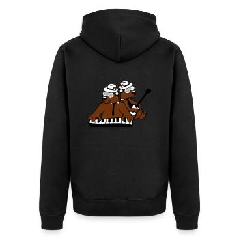 2 Bär Braunbär Keyboard Klavier Gitarre Band Team - Unisex Premium Bio Zip Hoodie - Schwarz - Hinten - Nico (187cm)