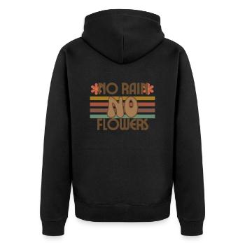 No Rain, No Flowers - Retro Vibes - Unisex Premium Bio Zip Hoodie - Schwarz - Hinten - Nico (187cm)