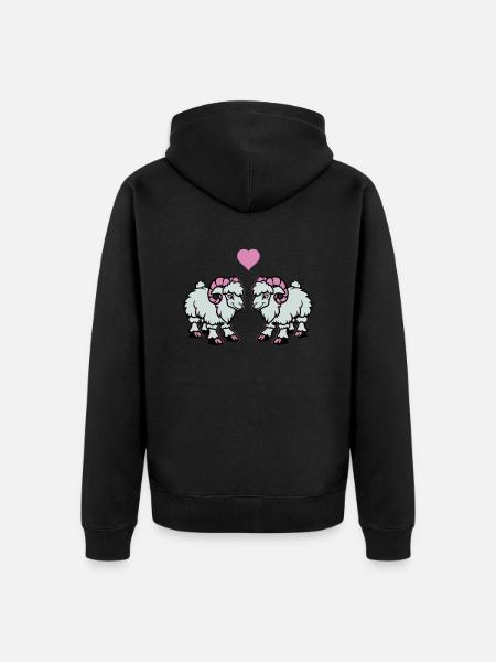 Sheep Comic Aries Love - Unisex Premium Organic Zip Hoodie - black