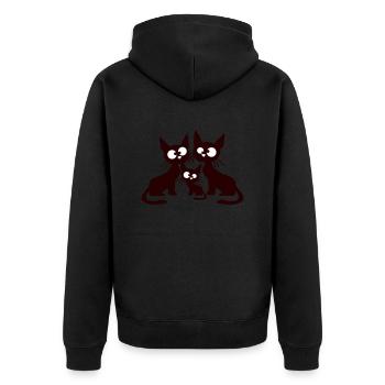 Chat fou Maman Papa Chaton Enfant Chaton Fun - Veste à capuche bio Premium Unisexe - noir - Dos - Nico (187cm)