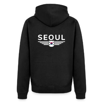 Seoul Fan-T-Shirt für Korea-Liebhaber - Unisex Premium Bio Zip Hoodie - Schwarz - Hinten - Nico (187cm)