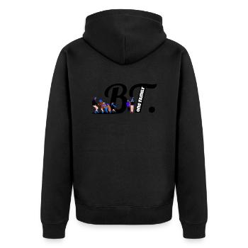 BT. - One Familiy nice Version - Unisex Premium Bio Zip Hoodie - Schwarz - Hinten - Nico (187cm)