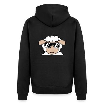 Schaf Sonnenbrille Party Cool DJ Kopf Gesicht Süß - Unisex Premium Bio Zip Hoodie - Schwarz - Hinten - Nico (187cm)