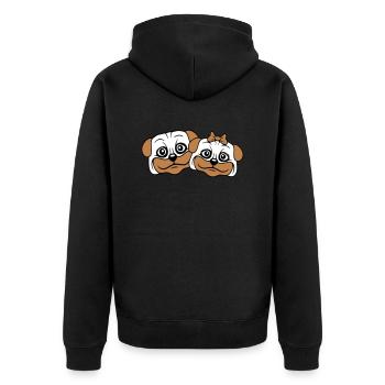 2 chiens Carlin Homme Femme Couple Deux Amoureux Amour - Veste à capuche bio Premium Unisexe - noir - Dos - Nico (187cm)