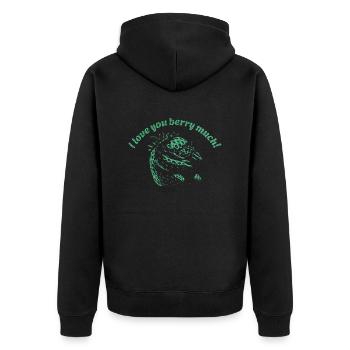 I Love You Berry Much Fruit Pun Funny Strawberry - Unisex Premium Bio Zip Hoodie - Schwarz - Hinten - Nico (187cm)