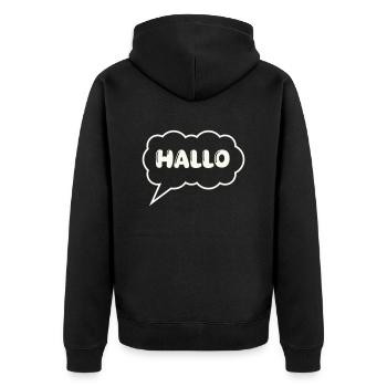 Speech bubble Hello - Unisex Premium Organic Zip Hoodie - black - Back - Nico (187cm)