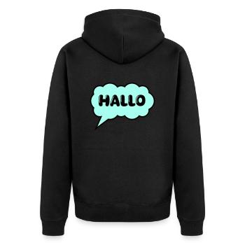 Speech bubble Hello - Unisex Premium Organic Zip Hoodie - black - Back - Nico (187cm)
