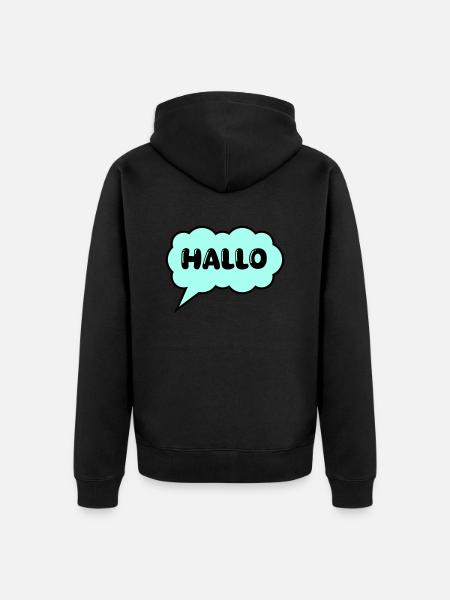 Speech bubble Hello - Unisex Premium Organic Zip Hoodie - black