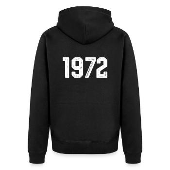 1972 Jahrgang geboren Vintage 1972 Geburtstag 1972 - Unisex Premium Bio Zip Hoodie - Schwarz - Hinten - Nico (187cm)