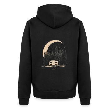 Camper Moon Forest - Unisex Premium Organic Zip Hoodie - black - Back - Nico (187cm)