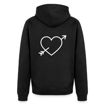 Symbole de coeur Flèche - Veste à capuche bio Premium Unisexe - noir - Dos - Nico (187cm)