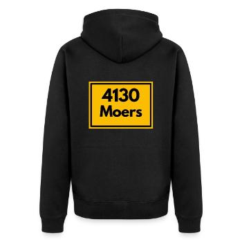 Town sign - then retro old zip code 4130 MOERS - Unisex Premium Organic Zip Hoodie - black - Back - Nico (187cm)
