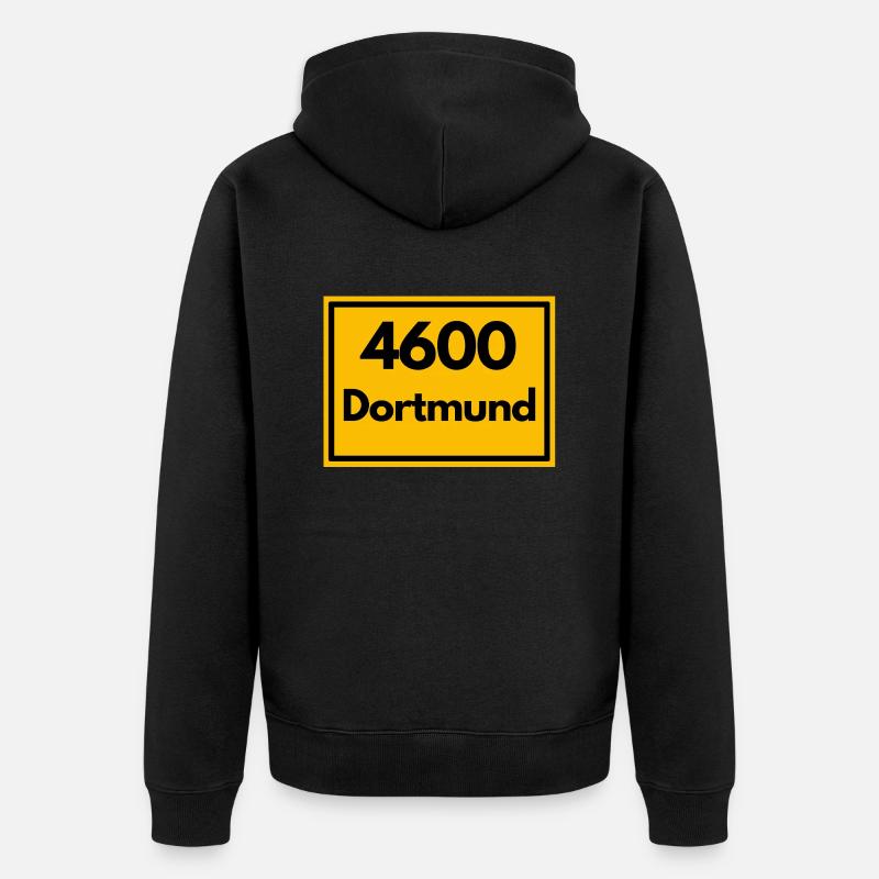 Insegna della città - poi vecchio codice postale retrò DORTMUND - Felpa con cappuccio ecologica premium unisex - nero