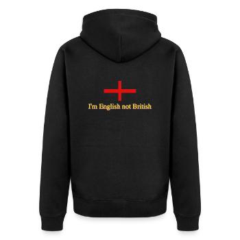I'm English not British - Unisex Premium Organic Zip Hoodie - black - Back - Nico (187cm)