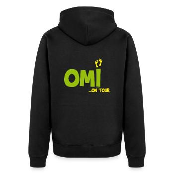 Omi on Tour - Unisex Premium Bio Zip Hoodie - Schwarz - Hinten - Nico (187cm)