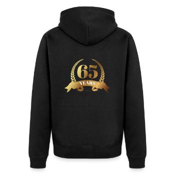 65. Birthday: 65 Years - Unisex Premium Organic Zip Hoodie - black - Back - Nico (187cm)