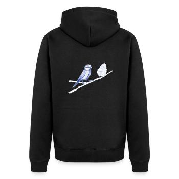 Vogel - Unisex Premium Bio Zip Hoodie - Schwarz - Hinten - Nico (187cm)