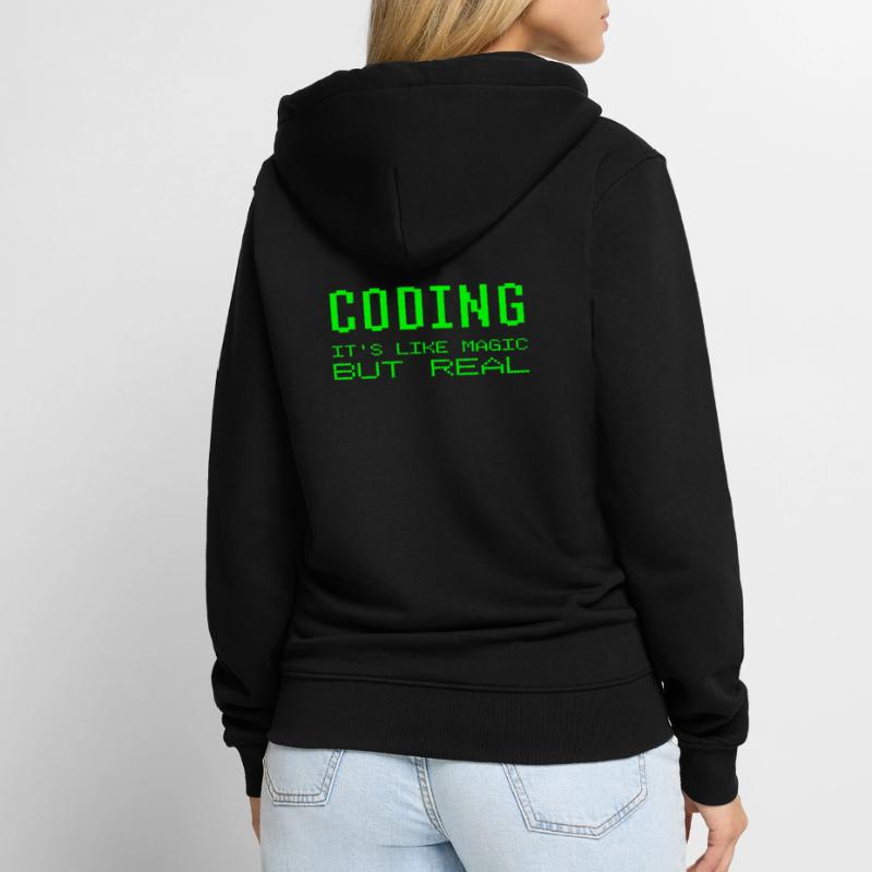 Coding It's Like Magic But Real Programming Joke Unisex Premium Organic Zip Hoodie