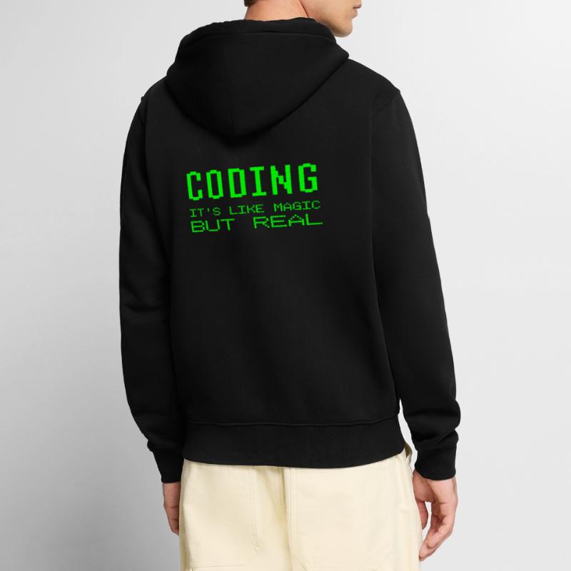Coding It's Like Magic But Real Programming Joke Unisex Premium Organic Zip Hoodie