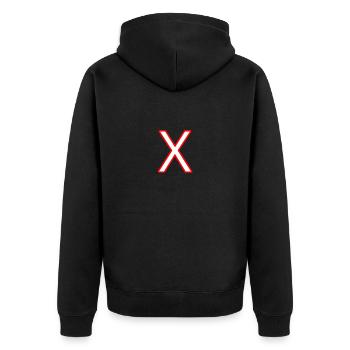 X - Unisex Premium Organic Zip Hoodie - black - Back - Nico (187cm)