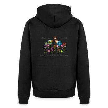 Motivations Spruch "kein Glück...kann weg" - Unisex Premium Bio Zip Hoodie - Schwarz - Hinten - Nico (187cm)