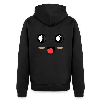 Visage doux - yeux rieurs - Veste à capuche bio Premium Unisexe - noir - Dos - Nico (187cm)