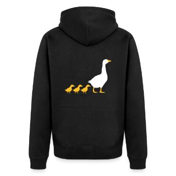 Family geese design - Unisex Premium Organic Zip Hoodie - black - Back - Nico (187cm)