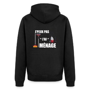 j'peux pas j'ai ménage - Veste à capuche bio Premium Unisexe - noir - Dos - Nico (187cm)