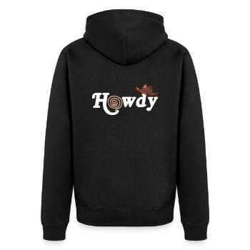 Western Country Southern Cowboy Howdy Rodeo - Unisex Premium Bio Zip Hoodie - Schwarz - Hinten - Nico (187cm)