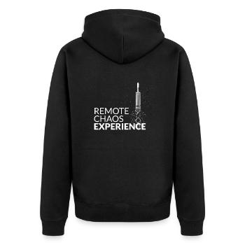 remote chaos experience - CCC Kongress Hacker RC3 - Unisex Premium Bio Zip Hoodie - Schwarz - Hinten - Nico (187cm)