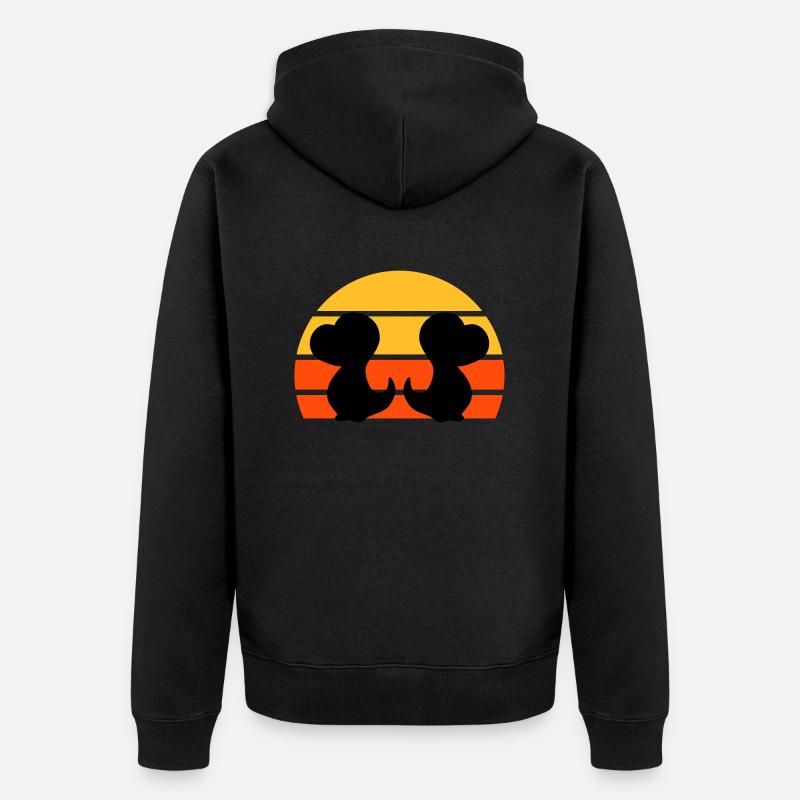 Zwei Dinosaurierbabys vor Halbsonne - Unisex Premium Bio Zip Hoodie - Schwarz