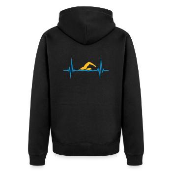 Puls Sport Swimmers - Unisex Premium Organic Zip Hoodie - black - Back - Nico (187cm)